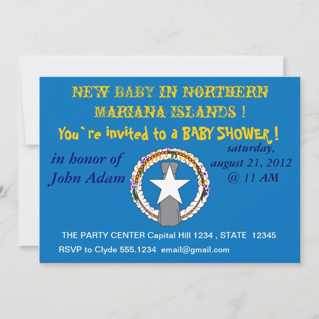 Invitación de Baby Shower sobre la bandera de la M (Anverso)