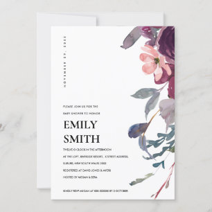 INVITACIÓN DE BABY SHOWER SOFT PURPLE LILAC FLORAL