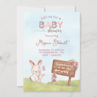 invitación de baby shower SomeBunny baby