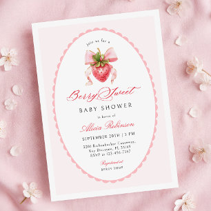 Invitación de Baby Shower Strawberry Coquette