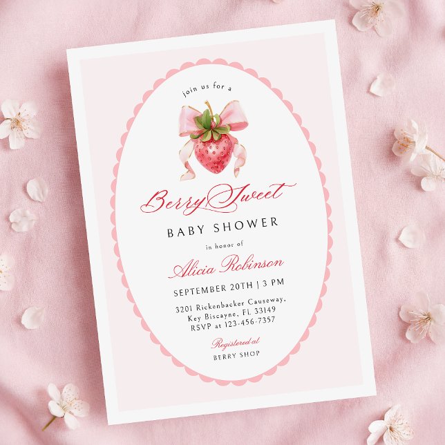 Invitación de Baby Shower Strawberry Coquette (Subido por el creador)
