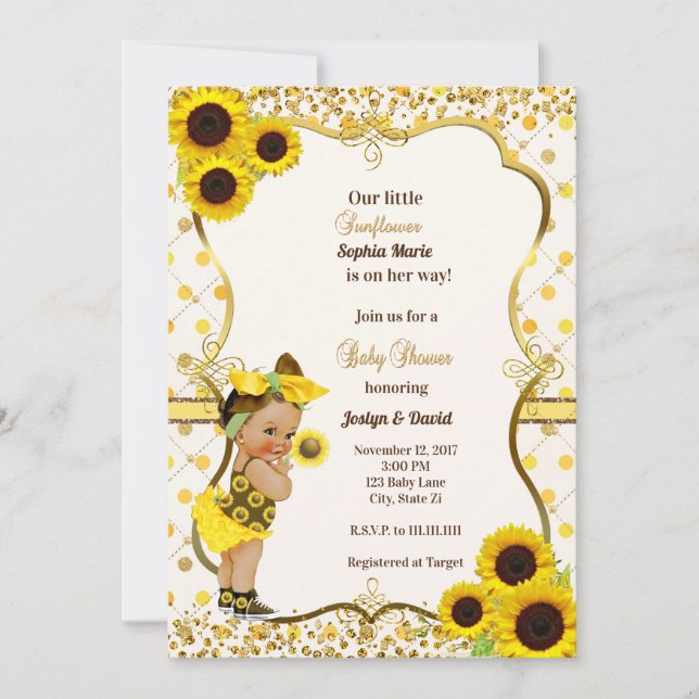 INVITACIÓN DE BABY SHOWER SUNFLOWER (Anverso)