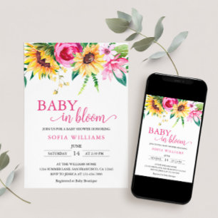 Invitación de baby shower Sunflower Baby in Bloom