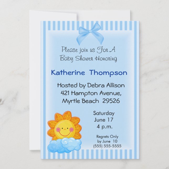 Invitación de Baby Shower Sunshine (Anverso)