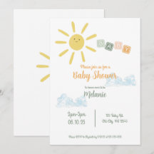 Invitación de Baby Shower Sunshine