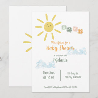 Invitación de Baby Shower Sunshine