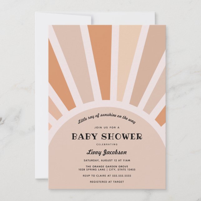 Invitación de Baby Shower Sunshine (Anverso)