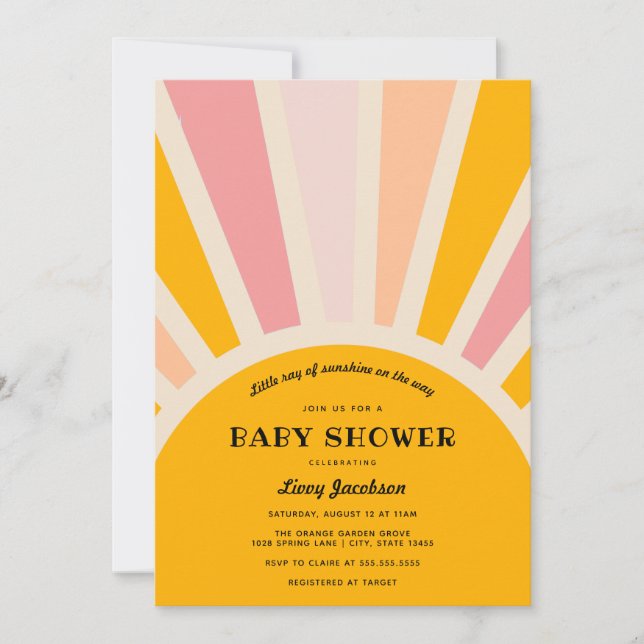 Invitación de Baby Shower Sunshine (Anverso)