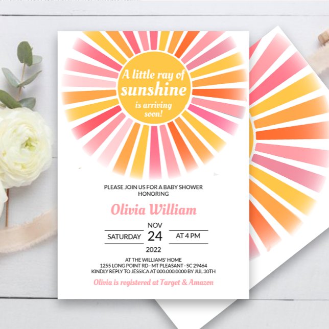 Invitación de Baby Shower Sunshine, un pequeño ray (Subido por el creador)