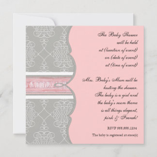 Invitación de Baby Shower - Swirl francés Bow Dama