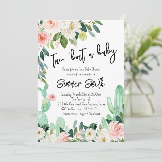 Invitación de Baby Shower Taco Bout a Baby (Anverso de pie)