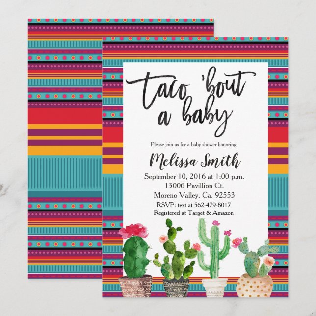 Invitación de Baby Shower Taco Bout Baby (Anverso / Reverso)