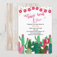 Invitación de Baby Shower: Taco 'bout Love Cactus