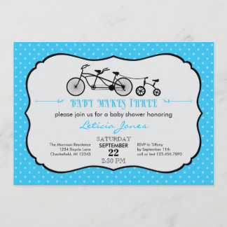 Invitación de Baby Shower Tandem Bicycle Boy