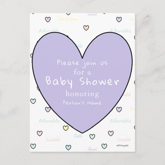 Invitación de Baby Shower Tarjeta Postal HAMbyWG (Anverso)