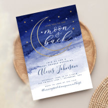Invitación de Baby Shower Te Amo Hasta la Luna y d