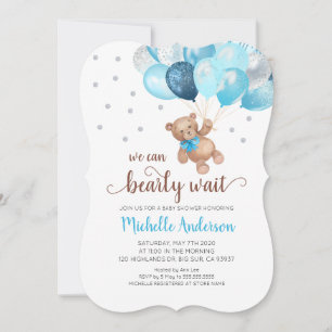 Invitación de Baby Shower Teddy Bear Bearly Wait