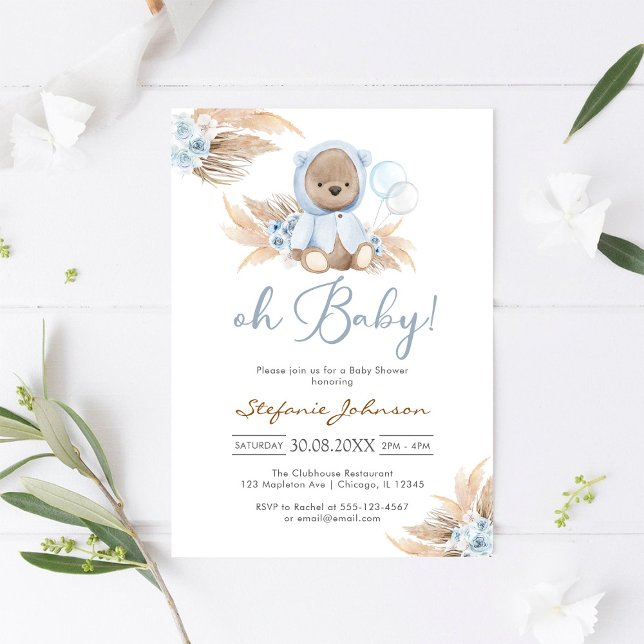 Invitación de Baby Shower Teddy Bear Oh Baby (Subido por el creador)