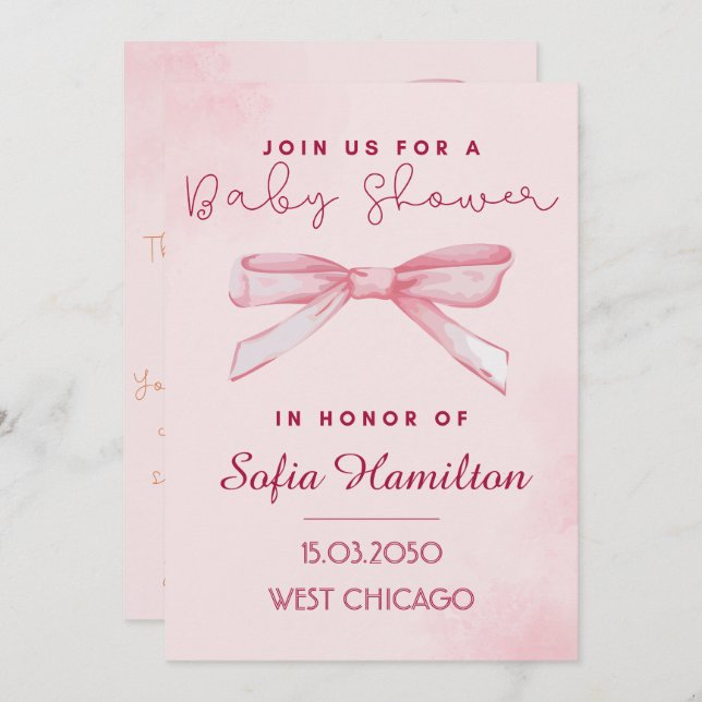 Invitación de Baby Shower - Tema curado (Anverso / Reverso)