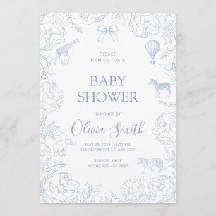 Invitación de baby shower temática de animales par