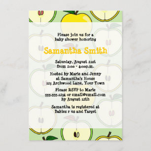 Invitación de Baby Shower temática de Apple dorada