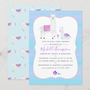 Invitación de Baby Shower temática de Llama en Acu