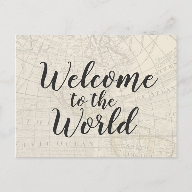 Invitación de Baby Shower temática de viajes vinta (Anverso)