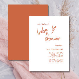 Invitación de Baby Shower Terracotta Boho Heart