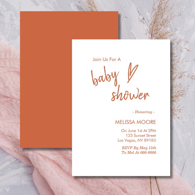 Invitación de Baby Shower Terracotta Boho Heart (Subido por el creador)