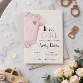 Invitación de Baby Shower Thin Blue Line Baby, Ros