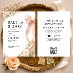 Invitación de Baby Shower Todo en Uno Bebé en Flor