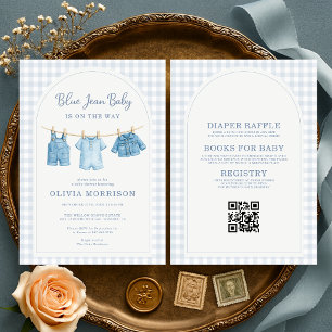 Invitación de Baby Shower Todo en Uno Blue Jean Ba