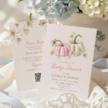 Invitación de baby shower todo en uno de calabaza