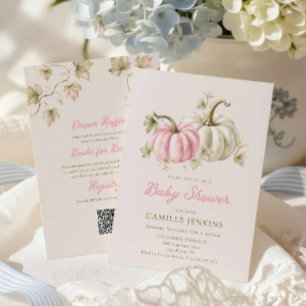 Invitación de baby shower todo en uno de calabaza