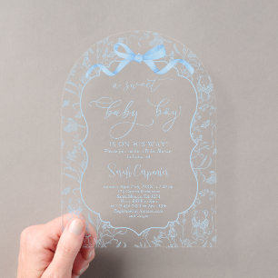 Invitación de Baby Shower Toile De Jouy con Niño d