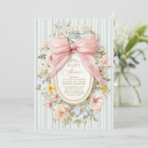Invitación de Baby Shower Toile Rosa Arco Cottagec
