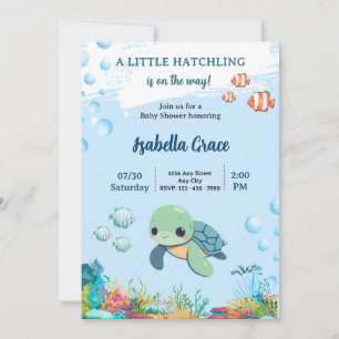 Invitación de Baby Shower Tortuga Marina Pequeña C