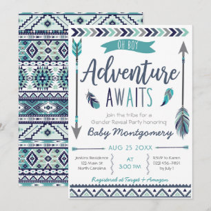 Invitación de Baby Shower Tribal Arrows Adventure 