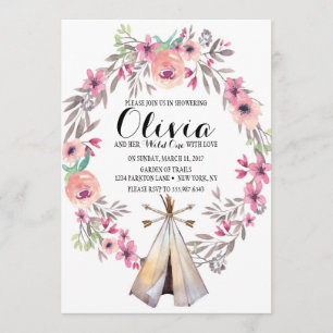 Invitación de Baby Shower Tribal Boho con Teepee F