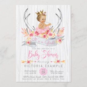 Invitación de baby shower tribal boho princesa con