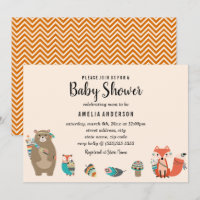 Invitación de baby shower tribal de animalito dulc