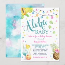 Invitación de Baby Shower tropical de Aloha