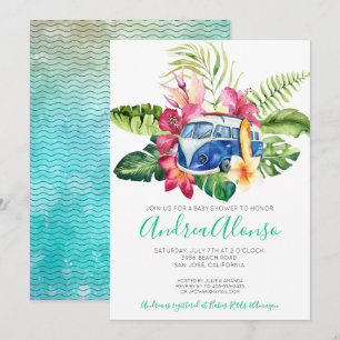 Invitación de Baby Shower tropical de Beach Baby B