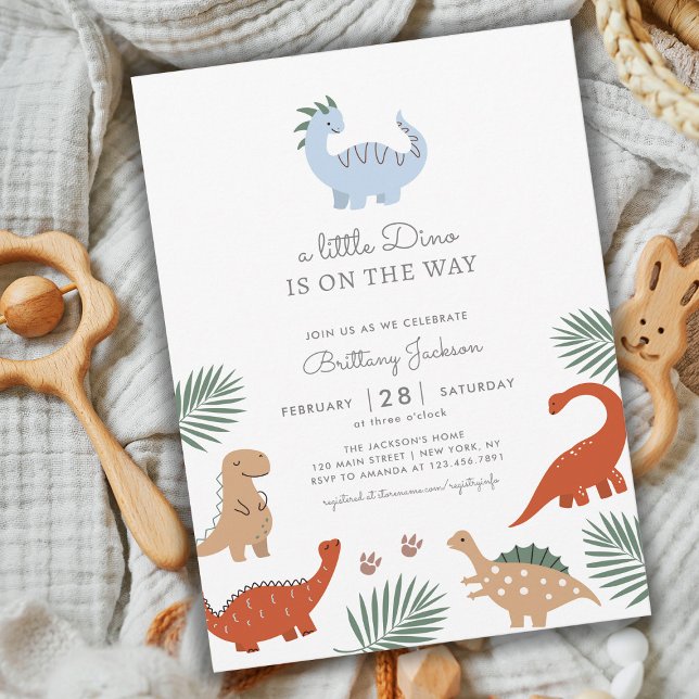 Invitación de Baby Shower tropical de dinosaurios (Subido por el creador)