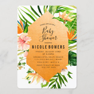 Invitación de Baby Shower tropical floral