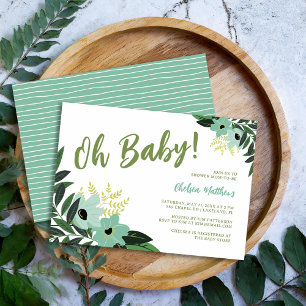 Invitación de Baby Shower tropical floral