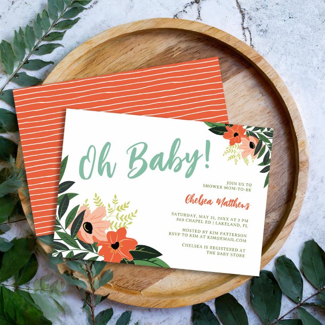 Invitación de Baby Shower tropical floral (Subido por el creador)