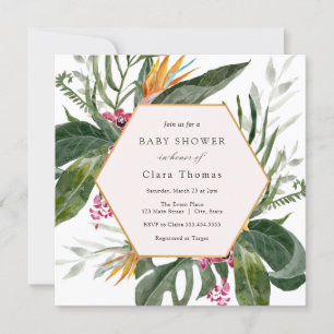 Invitación de Baby Shower tropical floral
