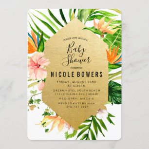 Invitación de Baby Shower tropical floral