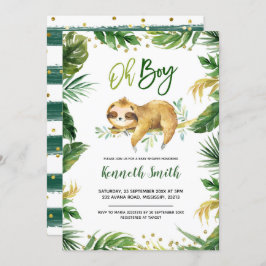 Invitación de Baby Shower Tropical Oh Boy Sloth